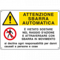 Cartello multisimbolo ATTENZIONE SBARRA AUTOMATICA e' vietato sostare