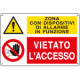 Cartello multisimbolo ZONA CON DISPOSITIVI DI ALLARME IN FUNZIONE . .
