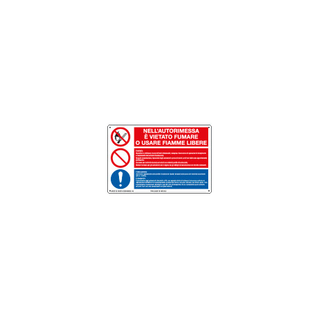 Cartello multisimbolo VIETATO FUMARE O USARE FIAMME. . . . EN ISO 7010