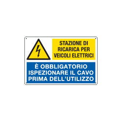 Cartello multisimbolo "stazione di ricarica veicoli elettrici"