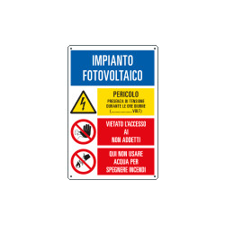 Cartello multisimbolo "Impianto fotovoltaico"