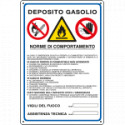 Cartello multisimbolo norme comportamento "deposito gasolio"