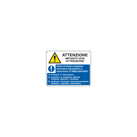 Cartello Attenzione Aria In Pressione EN ISO 7010