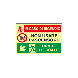 Cartello PVC luminesc. In caso di incendio discesa sinistra EN ISO 7010