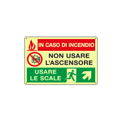 Cartello PVC luminesc. In caso di incendio salita destra EN ISO 7010