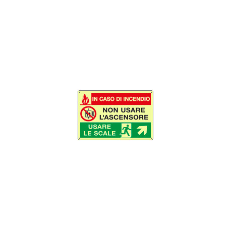 Cartello PVC luminesc. In caso di incendio salita destra EN ISO 7010