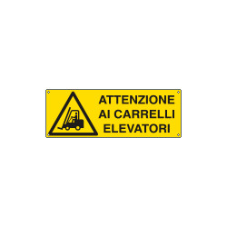 Cartello autoadesivo EasyFix attenzione carrelli elevatori EN ISO 7010