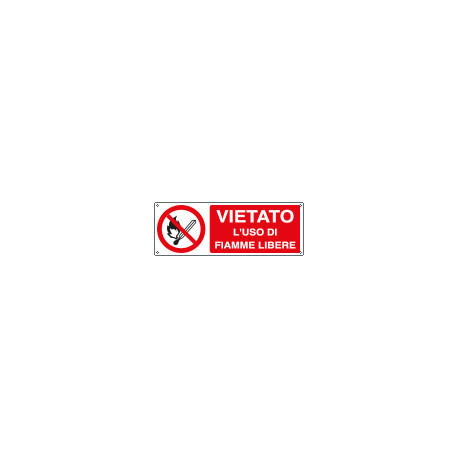 Cartello autoadesivo EasyFix vietato l'uso di fiamme EN ISO 7010