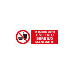 Cartello autoadesivo EasyFix vietato bere e mangiare EN ISO 7010