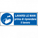 Cartello autoadesivo EasyFix obbligo lavarsi le mani EN ISO 7010