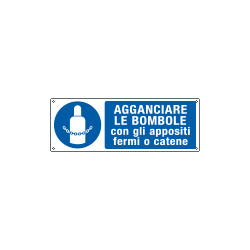 Cartello autoadesivo EasyFix obbligo agganciare le bomb. . . EN ISO 7010