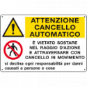 Cartello autoadesivo multisimbolo EasyFix attenz. cancello. . EN ISO 7010