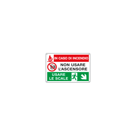 Cartello autoadesivo multisimbolo EasyFix in caso incendio. EN ISO 7010