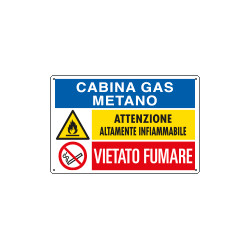 Cartello autoadesivo multisimbolo EasyFix CABINA GAS METANO EN ISO7010