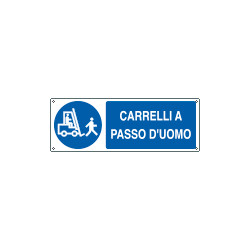 Cartello autoadesivo EasyFix obbligo carrelli a passo d'uomo