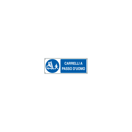 Cartello autoadesivo EasyFix obbligo carrelli a passo d'uomo