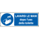 Cartello autoadesivo EasyFix obbligo lavare mani dopo uso. .