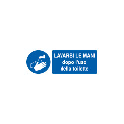 Cartello autoadesivo EasyFix obbligo lavare mani dopo uso. .