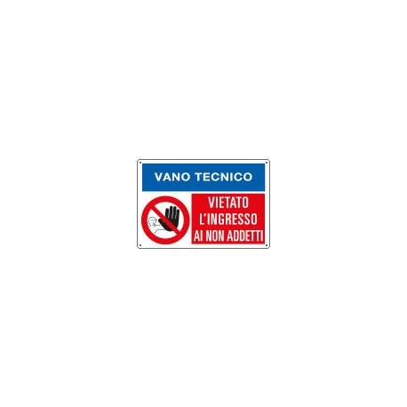 Cartello autoadesivo multisimbolo EasyFix Vietato l'ingresso vano tec"
