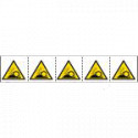 Foglio n. 5 etichette adesive 60x60 Pericolo proiezioni di schegge