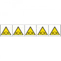 Foglio n. 5 etichette adesive 60x60 Pericolo rumore
