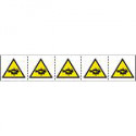 Foglio n. 5 etichette adesive 60x60 Pericolo schiacciamento mani/piedi