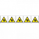 Foglio n. 5 etichette ad. 60x60 Pericolo schiacciamento mano verticale