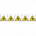 Foglio n. 5 etichette adesive 60x60 Pericolo trascinamento mani ruote. .