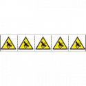 Foglio n. 5 etichette adesive 60x60 Pericolo schiacciamento mani
