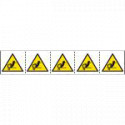 Foglio n. 5 etichette adesive 60x60 Pericolo cinghia dentata