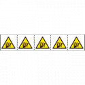 Foglio n. 5 etichette adesive 60x60 Pericolo proiezione da porta aperta