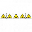 Foglio n. 5 etichette adesive 60x60 Pericolo piastra radiante