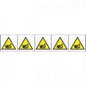 Foglio n. 5 etichette adesive 60x60 Pericolo trasmissione a catena