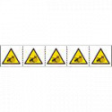 Foglio n. 5 etichette adesive 60x60 Pericolo trasmissione cinghie