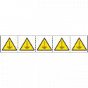 Foglio n. 5 etichette adesive 60x60 pericolo "terre inserite"