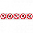 Foglio n. 5 etichette adesive 60x60 fg n. 5 et. aut. divieto"inserire mano
