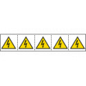 Foglio n. 5 etichette adesive 60x60 Pericolo tensione. . . EN ISO7010