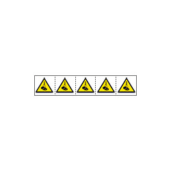 Foglio n. 5 etichette adesive 60x60 Pericolo Carico Sospeso ISO 7010