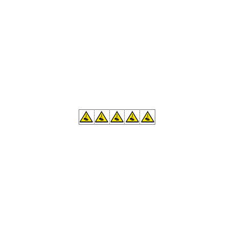 Foglio n. 5 etichette adesive 60x60 Pericolo Carico Sospeso ISO 7010