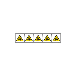 Foglio n. 5 etichette adesive 60x60 Pericolo carrelli. . . EN ISO7010