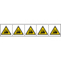 Foglio n. 5 etichette adesive 60x60 Pericolo carrelli. . . EN ISO7010