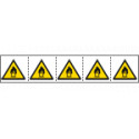 Foglio n. 5 etichette adesive 60x60 Pericolo materiale. . . . . EN ISO 7010