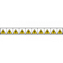 Foglio n. 10 etichette adesive 30x30 Pericolo materiale. . . . EN ISO 7010