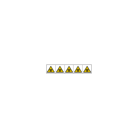 Foglio n. 5 etichette adesive 60x60 Pericolo biologico. . . . . EN ISO 7010