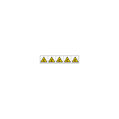 Foglio n. 5 etichette adesive 60x60 Pericolo inciampo. . . . . . EN ISO 7010