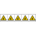 Foglio n. 5 etichette adesive 60x60 Pericolo inciampo. . . . . . EN ISO 7010