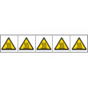 Foglio n. 5 etichette adesive 60x60 Pericolo superfici. . . . . EN ISO 7010