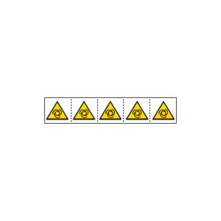 Foglio n. 5 etichette adesive 60x60 Pericolo avv. autom. . . . . EN ISO 7010