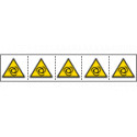 Foglio n. 5 etichette adesive 60x60 Pericolo avv. autom. . . . . EN ISO 7010