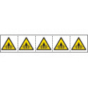 Foglio n. 5 etichette 60X60 pericolo schiacciamento corpo EN ISO 7010